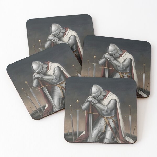 Item preview, Gothic Oil Painting of Dramatic Medieval Knight with Sword designed and sold by PastCanvas.