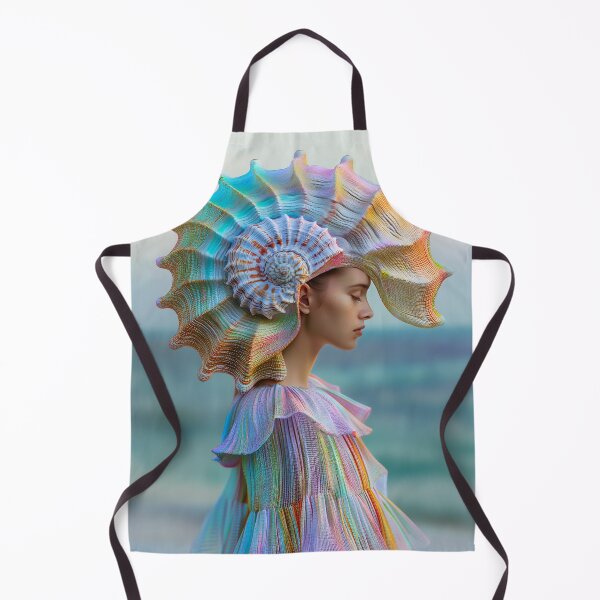 Item preview, "Shell-Crowned Woman in Swirling Colors Portrait" designed and sold by MacroArtHub.