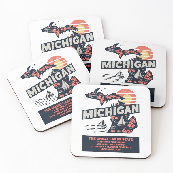 Item preview, USA State Maps Retro Travel Style MICHIGAN designed and sold by IBTees.