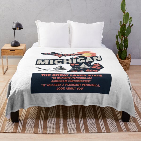 Item preview, USA State Maps Retro Travel Style MICHIGAN designed and sold by IBTees.