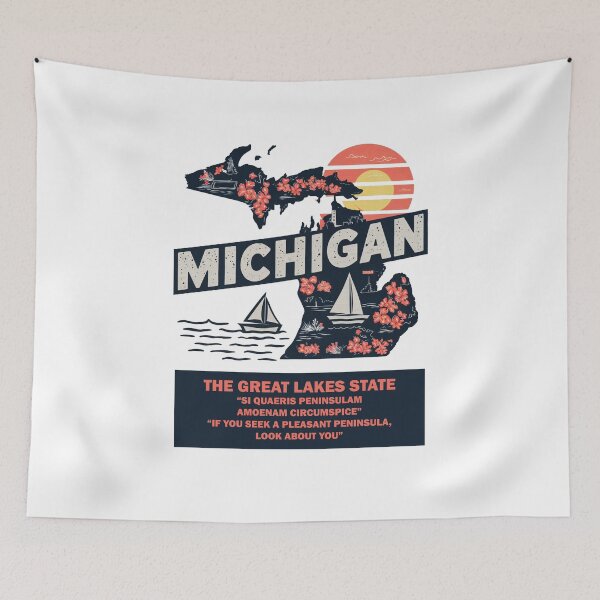Item preview, USA State Maps Retro Travel Style MICHIGAN designed and sold by IBTees.