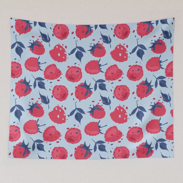 Item preview, Raspberries with blue leaves pattern designed and sold by Deepness2023.