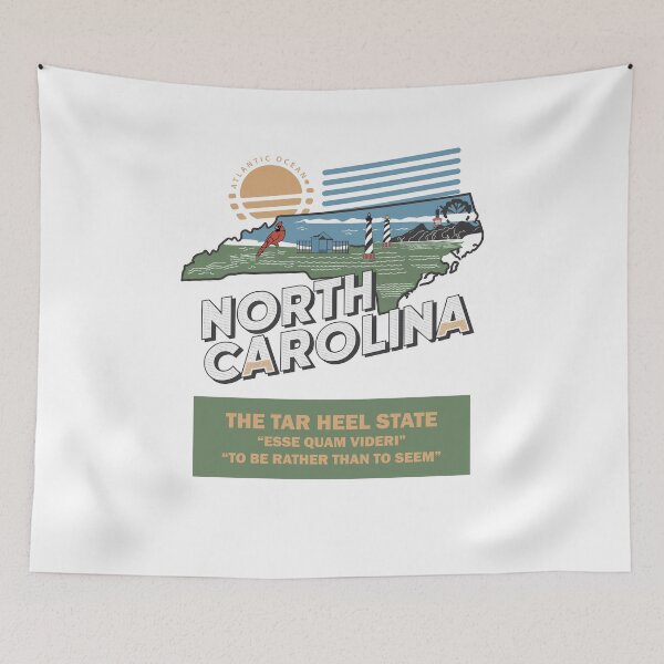 Item preview, USA State Maps Retro Travel Style NORTH CAROLINA designed and sold by IBTees.