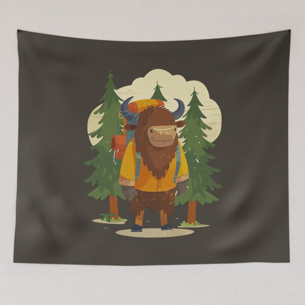 Item preview, Cute Bison Hiking Outdoor Adventure designed and sold by Wild-Co.