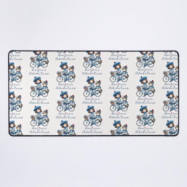 Item preview, Bonjour Adventure French Girl biking with cute cat designed and sold by Oz64.