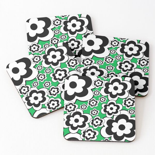 Item preview, Black and White Flowers on Green designed and sold by Lois Eastlund.