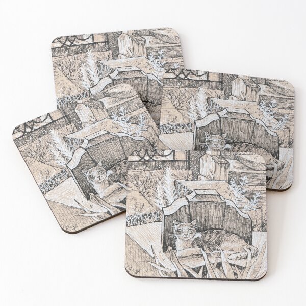 Item preview, Illustration of cat in cemetery designed and sold by Munaalunaa.