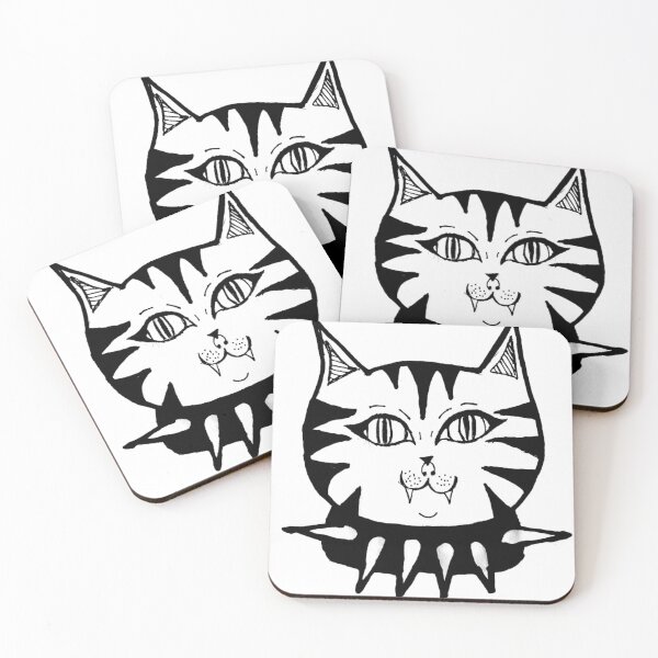 Item preview, Grayscale Gothic Spiked Collar Goth Cat designed and sold by KayTurtless.