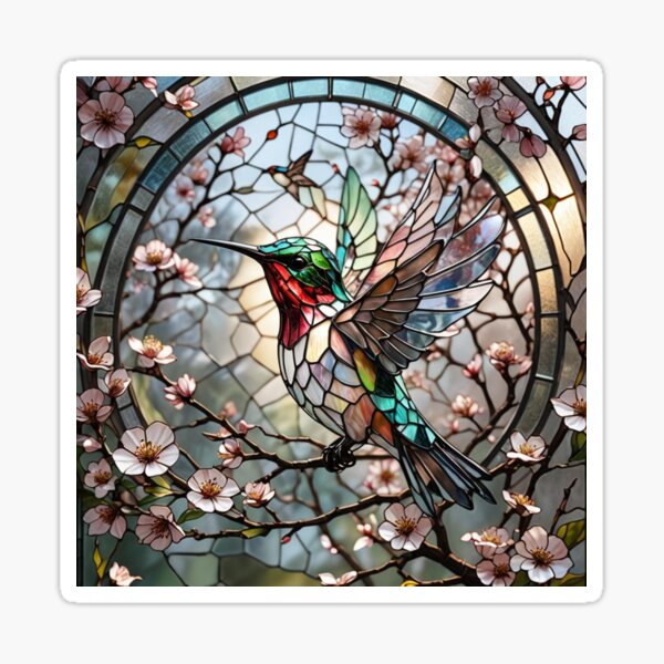 Stained good glass Magnificent hummingbird