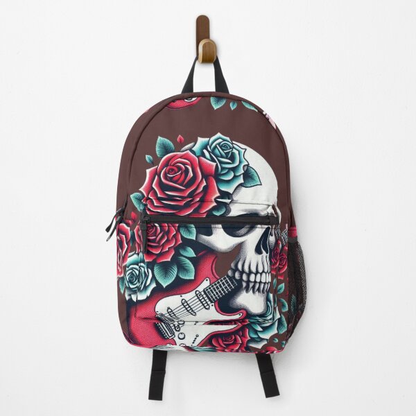 Item preview, Rose Skull Playing Guitar Sketch Art designed and sold by ZulryLifestyles.