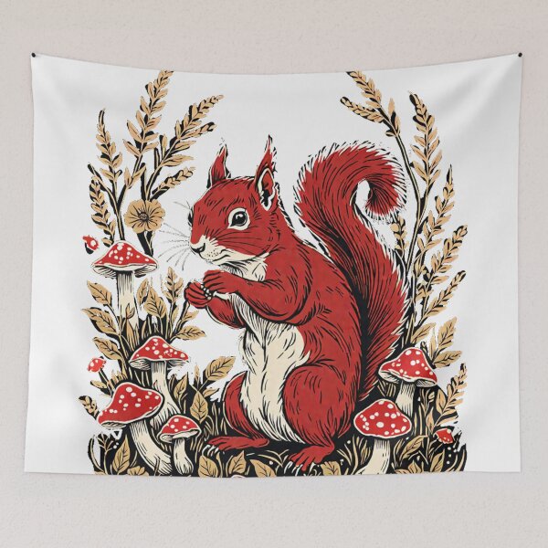 Item preview, Red Squirrel Cottagecore Print designed and sold by Invisible-Cult.