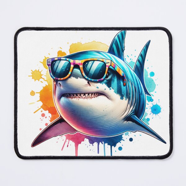 Item preview, Watercolor Tiger Shark Wearing Sunglasses designed and sold by TheAnimalZ00.