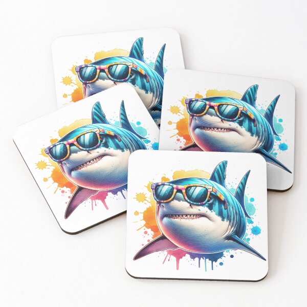 Item preview, Watercolor Tiger Shark Wearing Sunglasses designed and sold by TheAnimalZ00.