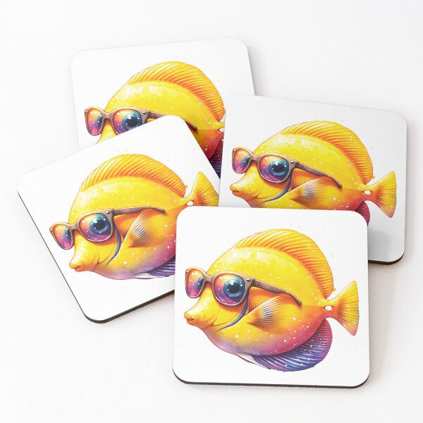 Item preview, Watercolor Yellow Tang Fish Wearing Sunglasses designed and sold by TheAnimalZ00.