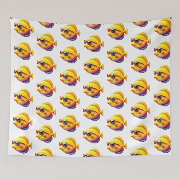Item preview, Watercolor Yellow Tang Fish Wearing Sunglasses designed and sold by TheAnimalZ00.