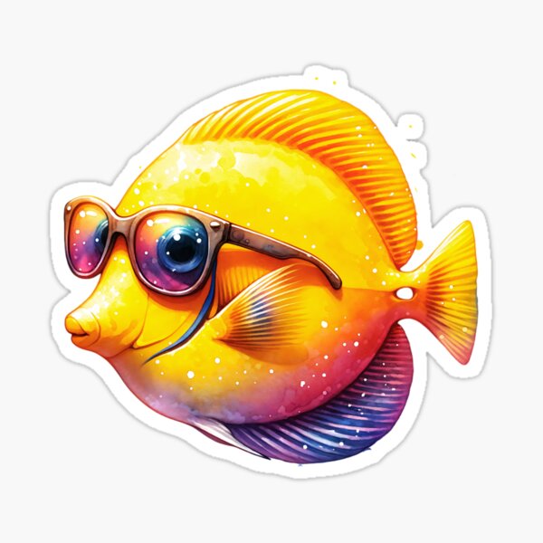 Artikel-Vorschau von Aquarell gelb Tang Fisch mit Sonnenbrille, designt und verkauft von TheAnimalZ00.