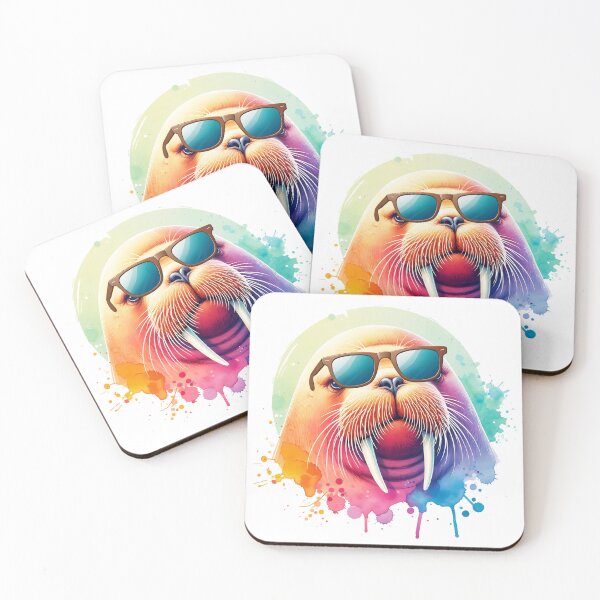 Item preview, Watercolor Walrus Wearing Sunglasses designed and sold by TheAnimalZ00.