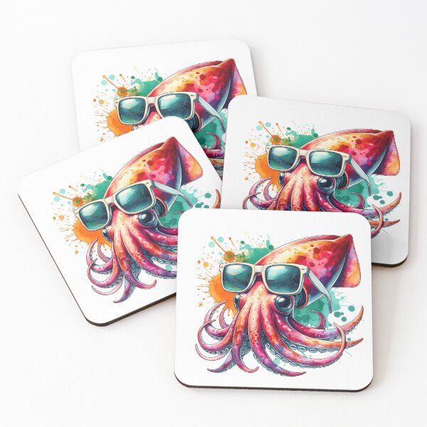 Item preview, Watercolor Giant Squid Wearing Sunglasses designed and sold by TheAnimalZ00.