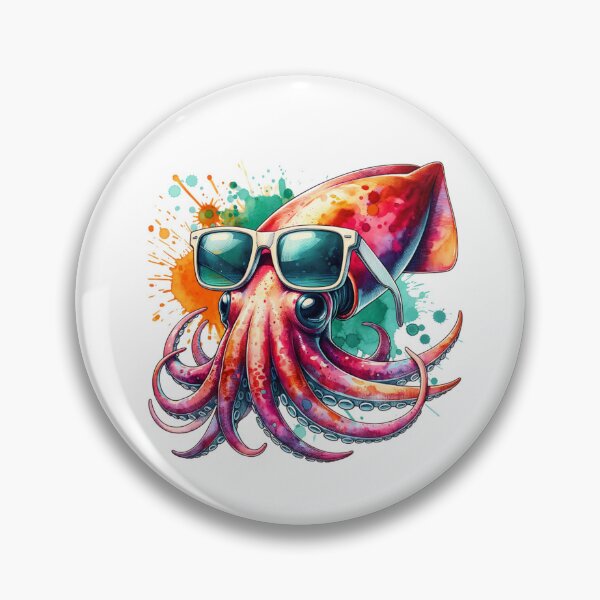 Item preview, Watercolor Giant Squid Wearing Sunglasses designed and sold by TheAnimalZ00.