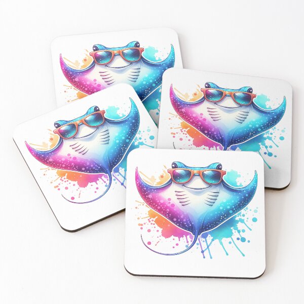 Item preview, Watercolor Manta Ray Wearing Sunglasses designed and sold by TheAnimalZ00.