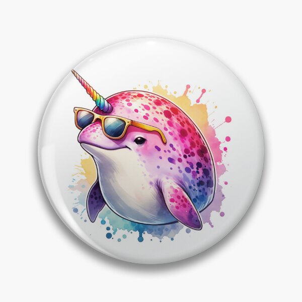 Item preview, Watercolor Narwhal Wearing Sunglasses designed and sold by TheAnimalZ00.