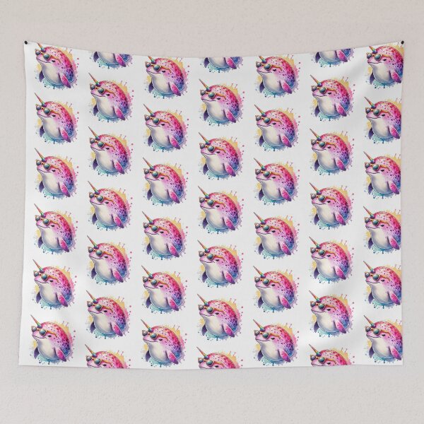 Item preview, Watercolor Narwhal Wearing Sunglasses designed and sold by TheAnimalZ00.