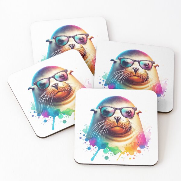 Item preview, Watercolor Sea Lion Wearing Glasses designed and sold by TheAnimalZ00.