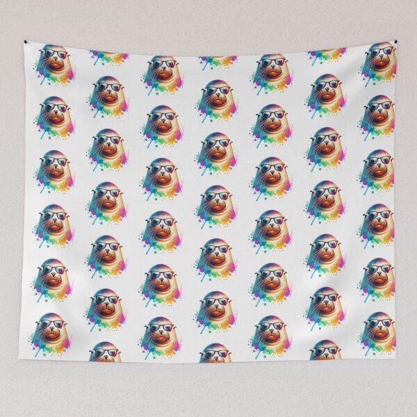 Item preview, Watercolor Sea Lion Wearing Glasses designed and sold by TheAnimalZ00.