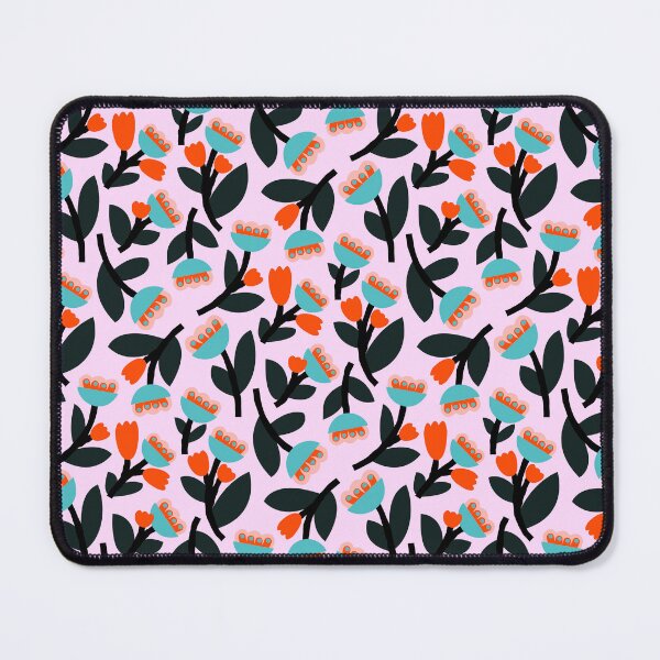 Item preview, Blue Red Floral Pattern on Pink designed and sold by OhYha.