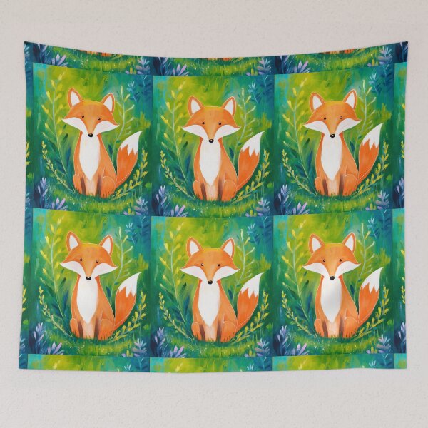 Item preview, Cute Fox. Adorable fox, watercolor fox, fox drawing, floral fox, fox image designed and sold by FoxVibes.