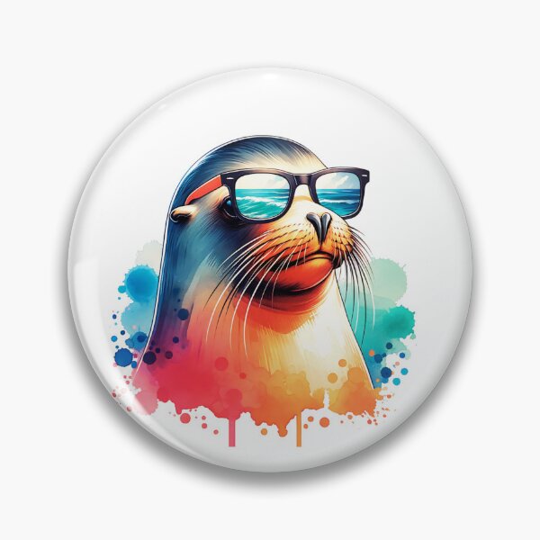 Item preview, Watercolor Sea Lion Wearing Sunglasses designed and sold by TheAnimalZ00.