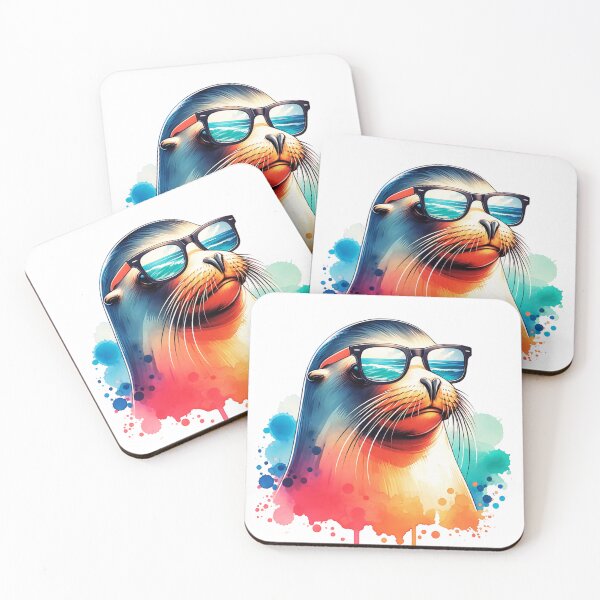 Item preview, Watercolor Sea Lion Wearing Sunglasses designed and sold by TheAnimalZ00.