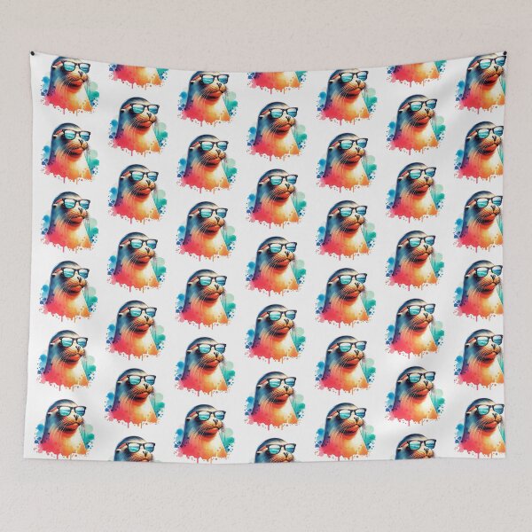 Item preview, Watercolor Sea Lion Wearing Sunglasses designed and sold by TheAnimalZ00.