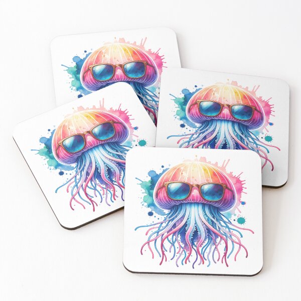 Item preview, Watercolor Jellyfish Wearing Sunglasses designed and sold by TheAnimalZ00.