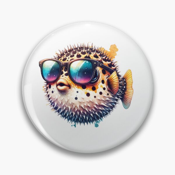 Item preview, Watercolor Puffer Fish Wearing Sunglasses designed and sold by TheAnimalZ00.