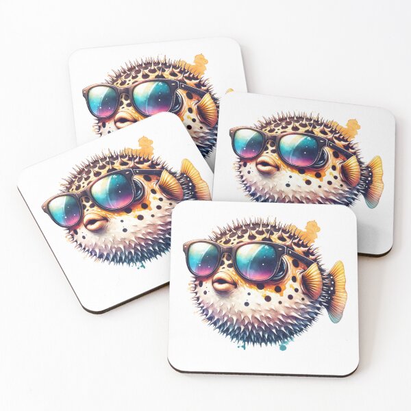 Item preview, Watercolor Puffer Fish Wearing Sunglasses designed and sold by TheAnimalZ00.