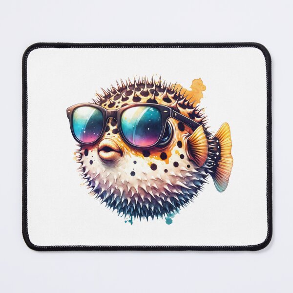 Item preview, Watercolor Puffer Fish Wearing Sunglasses designed and sold by TheAnimalZ00.