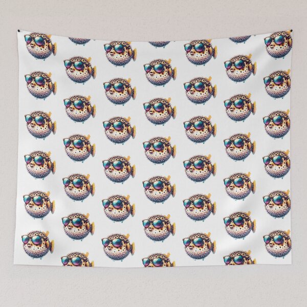 Item preview, Watercolor Puffer Fish Wearing Sunglasses designed and sold by TheAnimalZ00.
