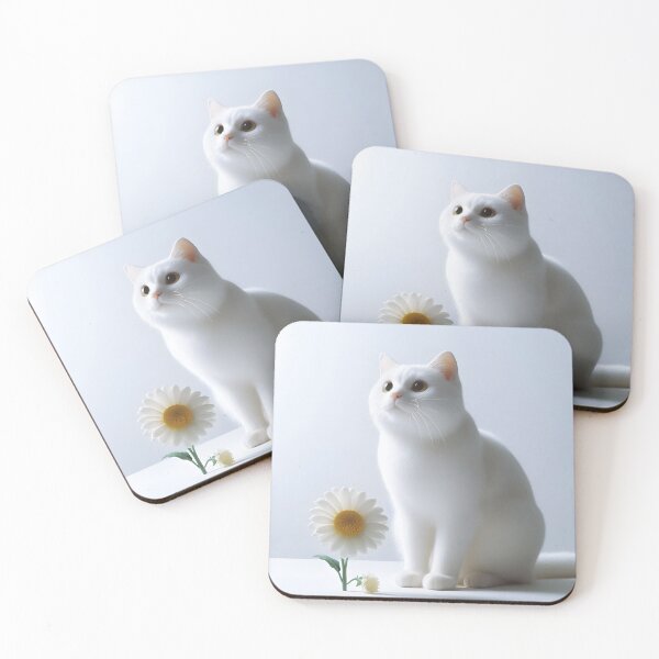 Item preview, Charming White Cat with Daisy designed and sold by CitrineLinker.