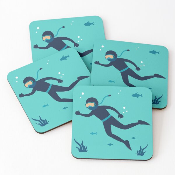 Item preview, young man is scuba diving and snorkeling. designed and sold by HippoInkStudio.