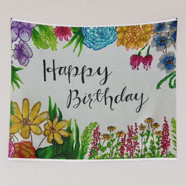 Item preview, Floral Border Birthday Card designed and sold by Alizah Mudaliar.