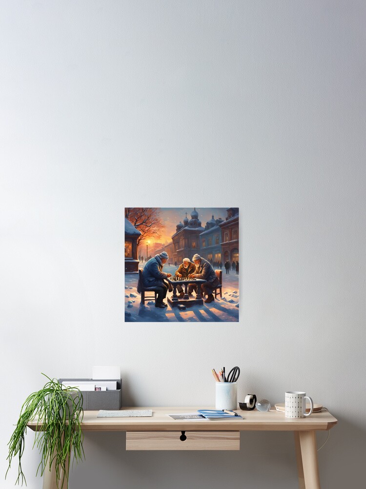 Thumbnail 2 of 3, Poster, Playing Chess designed and sold by LenCarol.