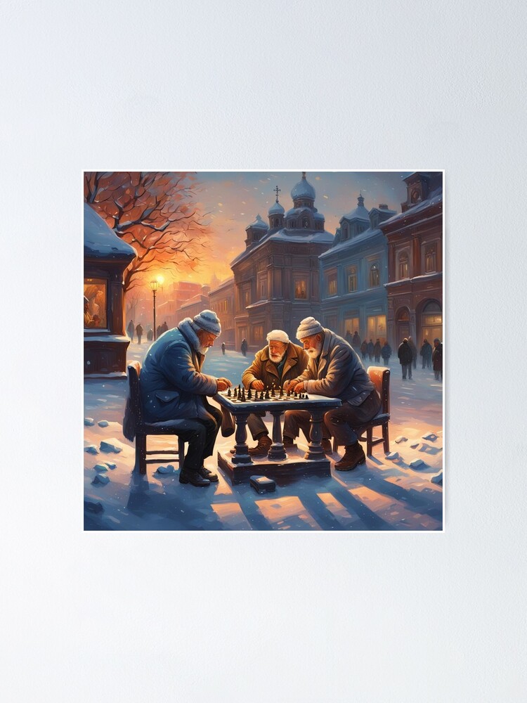 Thumbnail 1 of 3, Poster, Playing Chess designed and sold by LenCarol.