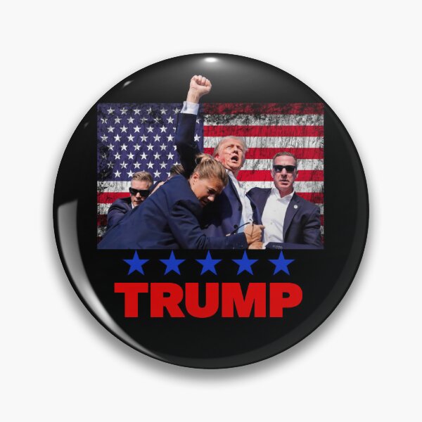 Item preview, Donald Trump Assassination Attempt With American Flag and Banner (dark) designed and sold by squirrelyshirts.