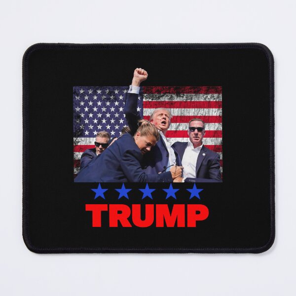 Item preview, Donald Trump Assassination Attempt With American Flag and Banner (dark) designed and sold by squirrelyshirts.