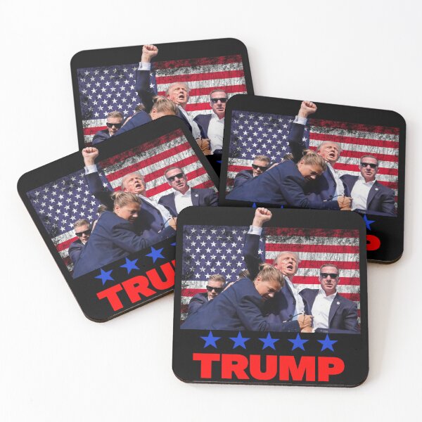 Item preview, Donald Trump Assassination Attempt With American Flag and Banner (dark) designed and sold by squirrelyshirts.