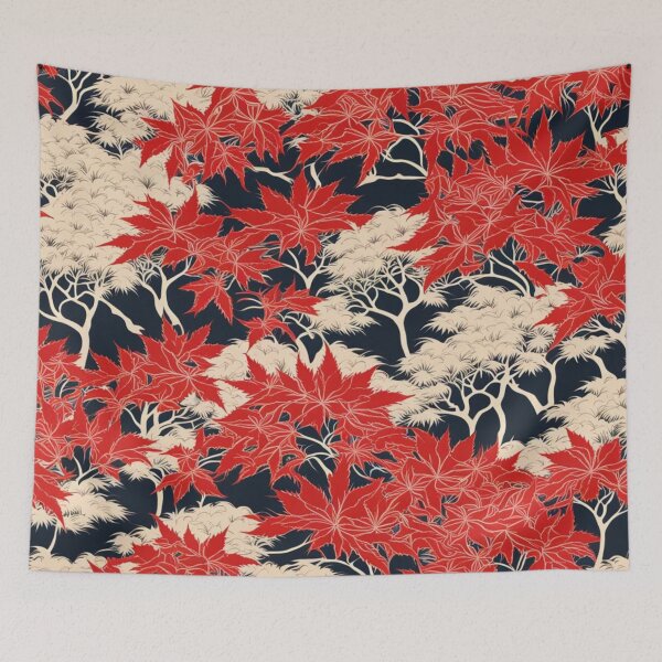 Item preview, Abstract Red and White Japanese Maple Pattern designed and sold by calibrit.