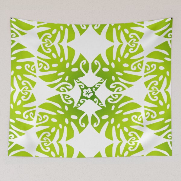 Item preview, MARAMA - green (Polynesian plant pattern) designed and sold by Nesian-Tahiti.