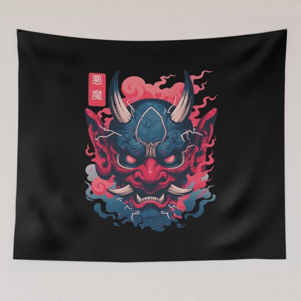 Item preview, Japanese demon mask AKM_03 designed and sold by NoNeed4InK.