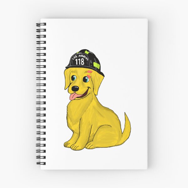 Item preview, Evan Buckley Golden Retriever (with firefighter helmet) designed and sold by RuthandRose.